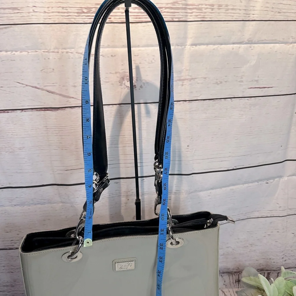 Biejo Classic Elegant Metallic Taupe and Black Shoulder Tote Bag - Picture 9 of 14